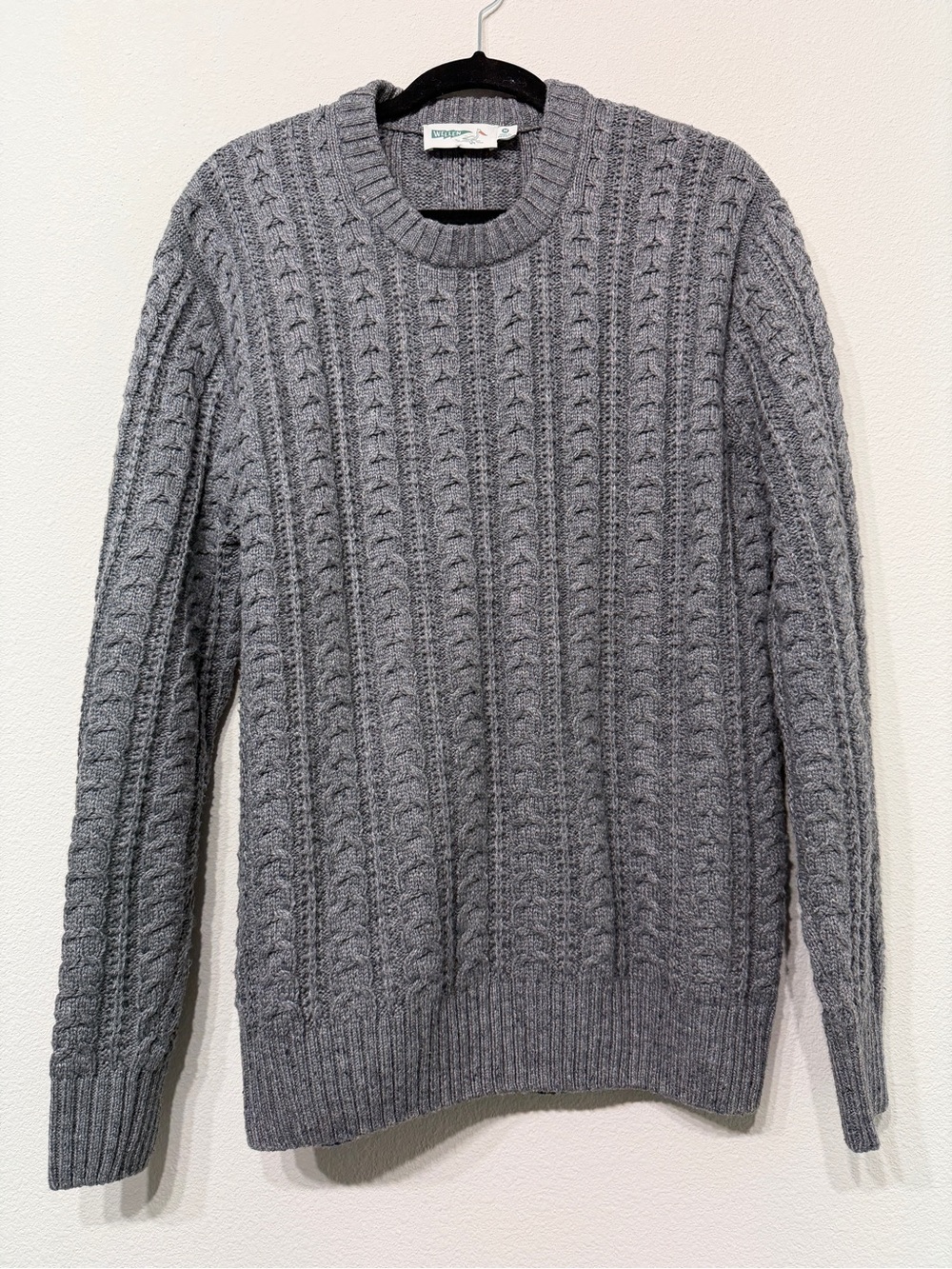 Wellen Seawool Fisherman Sweater Size Medium Deep Grey Sustainable Cable Knit